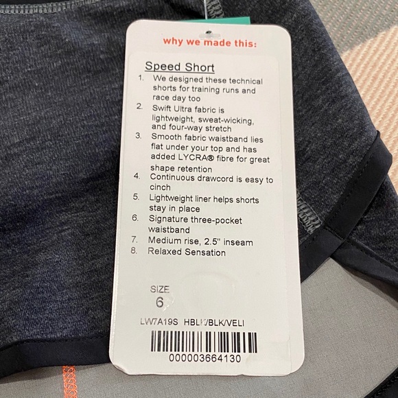 NWT! Rare Lululemon Speed Short Heathered Black - Picture 7 of 8